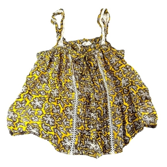 MAEVE -Anthropologie Yellow and Brown BoHo Patterned Tank Top - Picture 4 of 6